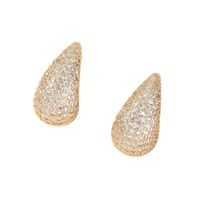 1 Pair Elegant Glam Water Droplets Plating Inlay Copper Rhinestones Ear Studs main image 3