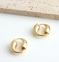 1 Pair Simple Style Water Droplets Solid Color Plating Copper 18k Gold Plated Hoop Earrings sku image 1