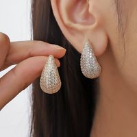 1 Pair Elegant Glam Water Droplets Plating Inlay Copper Rhinestones Ear Studs main image 2