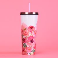 2022 New Fashion Floral Print Large Capacity Straw Cup sku image 3