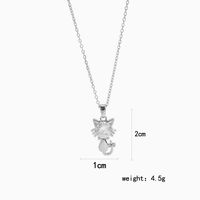 Titanium Steel White-Plated K Simple Style Plating Inlay Cat Zircon Pendant Necklace main image 2