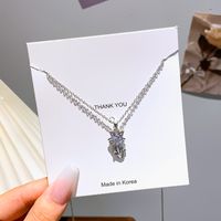 Titanium Steel White-Plated K Simple Style Plating Inlay Cat Zircon Pendant Necklace main image 5