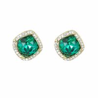 1 Pair Simple Style Classic Style Square Inlay Alloy Zircon Ear Studs main image 5