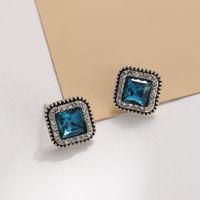 1 Pair Simple Style Classic Style Square Inlay Alloy Zircon Ear Studs sku image 1