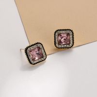 1 Pair Simple Style Classic Style Square Inlay Alloy Zircon Ear Studs sku image 3