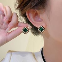 1 Pair Simple Style Classic Style Square Inlay Alloy Zircon Ear Studs main image 2