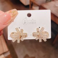 1 Pair Simple Style Classic Style Flower Inlay Copper Rhinestones Ear Studs sku image 1