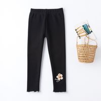 Vintage Style Solid Color Flower Cotton Pants & Leggings sku image 13