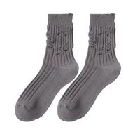 Women's Simple Style Solid Color Cotton Ripped Crew Socks A Pair sku image 3