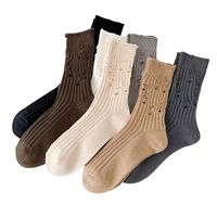 Women's Simple Style Solid Color Cotton Ripped Crew Socks A Pair main image 4