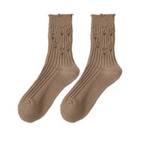 Women's Simple Style Solid Color Cotton Ripped Crew Socks A Pair sku image 5