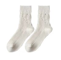 Women's Simple Style Solid Color Cotton Ripped Crew Socks A Pair sku image 1