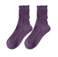 Women's Simple Style Solid Color Cotton Ripped Crew Socks A Pair sku image 8