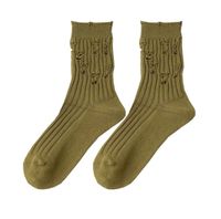 Women's Simple Style Solid Color Cotton Ripped Crew Socks A Pair sku image 9