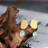 1 Pair Vintage Style Irregular Plating 304 Stainless Steel Imitation Pearl 18K Gold Plated Drop Earrings main image 1