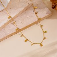 Titan Stahl 18 Karat Vergoldet Elegant Überzug Mond Herzform Schmetterling Strasssteine Halskette main image 8
