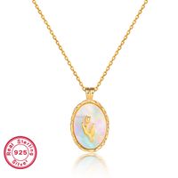 Vacation Simple Style Commute Rose Sterling Silver Plating Inlay Shell 18k Gold Plated White Gold Plated Pendant Necklace sku image 1