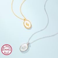 Vacation Simple Style Commute Rose Sterling Silver Plating Inlay Shell 18k Gold Plated White Gold Plated Pendant Necklace main image 1