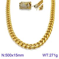 Hip-Hop Punk Geometric Titanium Steel Plating 18K Gold Plated Men's Necklace sku image 7