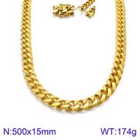 Hip Hop Punk Geométrico Acero Titanio Enchapado Chapados en oro de 18k Hombres Collar sku image 6