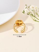 304 Stainless Steel 18K Gold Plated Retro Roman Style Plating Inlay Geometric Natural Stone Open Rings main image 3