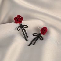 1 Pair Elegant Glam Rose Bow Knot Patchwork Alloy Drop Earrings main image 4