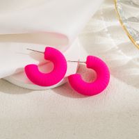 1 Pair Ig Style Simple Style C Shape Spray Paint Stainless Steel Arylic Ear Studs sku image 6