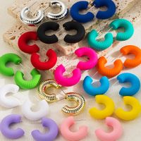 1 Pair Ig Style Simple Style C Shape Spray Paint Stainless Steel Arylic Ear Studs main image 2