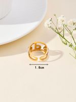 Streetwear Geometric Letter Stainless Steel Plating Inlay Zircon 18k Gold Plated Open Rings main image 3