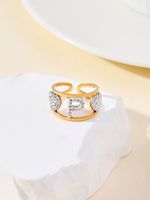 Streetwear Geometric Letter Stainless Steel Plating Inlay Zircon 18k Gold Plated Open Rings main image 1