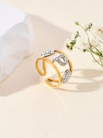 Streetwear Geometric Letter Stainless Steel Plating Inlay Zircon 18k Gold Plated Open Rings main image 2