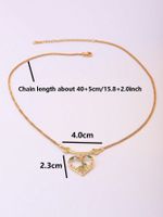 Ig Style Retro Heart Shape Stainless Steel Brass Plating Inlay Artificial Gemstones 18k Gold Plated Charms Pendant Necklace main image 3