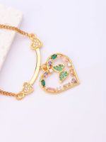 Ig Style Retro Heart Shape Stainless Steel Brass Plating Inlay Artificial Gemstones 18k Gold Plated Charms Pendant Necklace main image 4