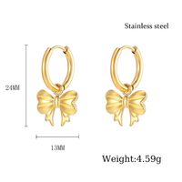 1 Pair Elegant Lady Bow Knot Plating 304 Stainless Steel 18K Gold Plated Drop Earrings main image 3