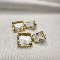 1 Pair Elegant Lady Geometric Plating Inlay Copper Artificial Crystal Drop Earrings main image 5