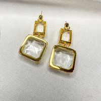 1 Pair Elegant Lady Geometric Plating Inlay Copper Artificial Crystal Drop Earrings main image 3