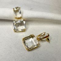 1 Pair Elegant Lady Geometric Plating Inlay Copper Artificial Crystal Drop Earrings main image 2