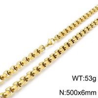Titanium Steel 18K Gold Plated Hip-Hop Retro Chain Solid Color Necklace sku image 9