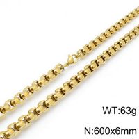 Titanium Steel 18K Gold Plated Hip-Hop Retro Chain Solid Color Necklace sku image 13