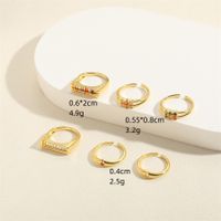 Beach Simple Style Commute Geometric Copper Plating Inlay Zircon 14k Gold Plated Open Rings main image 2