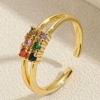 Beach Simple Style Commute Geometric Copper Plating Inlay Zircon 14k Gold Plated Open Rings main image 3