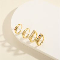 Beach Simple Style Commute Geometric Copper Plating Inlay Zircon 14k Gold Plated Open Rings main image 10