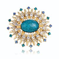 Classic Style Round Zinc Alloy Plating Inlay Artificial Gemstones Women's Brooches main image 5