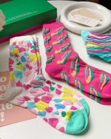 Women's Casual Color Block Cotton Crew Socks A Pair main image 1
