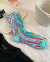 Women's Casual Color Block Cotton Crew Socks A Pair sku image 2
