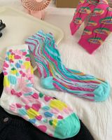 Women's Casual Color Block Cotton Crew Socks A Pair main image 2