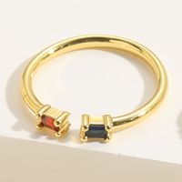 Simple Style Commute Geometric Copper Plating Inlay Zircon 14k Gold Plated Open Rings sku image 4