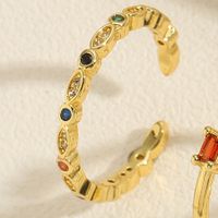 Simple Style Commute Geometric Copper Plating Inlay Zircon 14k Gold Plated Open Rings main image 5