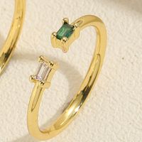 Simple Style Commute Geometric Copper Plating Inlay Zircon 14k Gold Plated Open Rings sku image 5