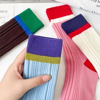 Unisex Casual Color Block Nylon Cotton Crew Socks A Pair main image 2